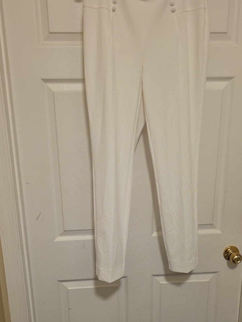 White High-Rise Slim Dress Pants